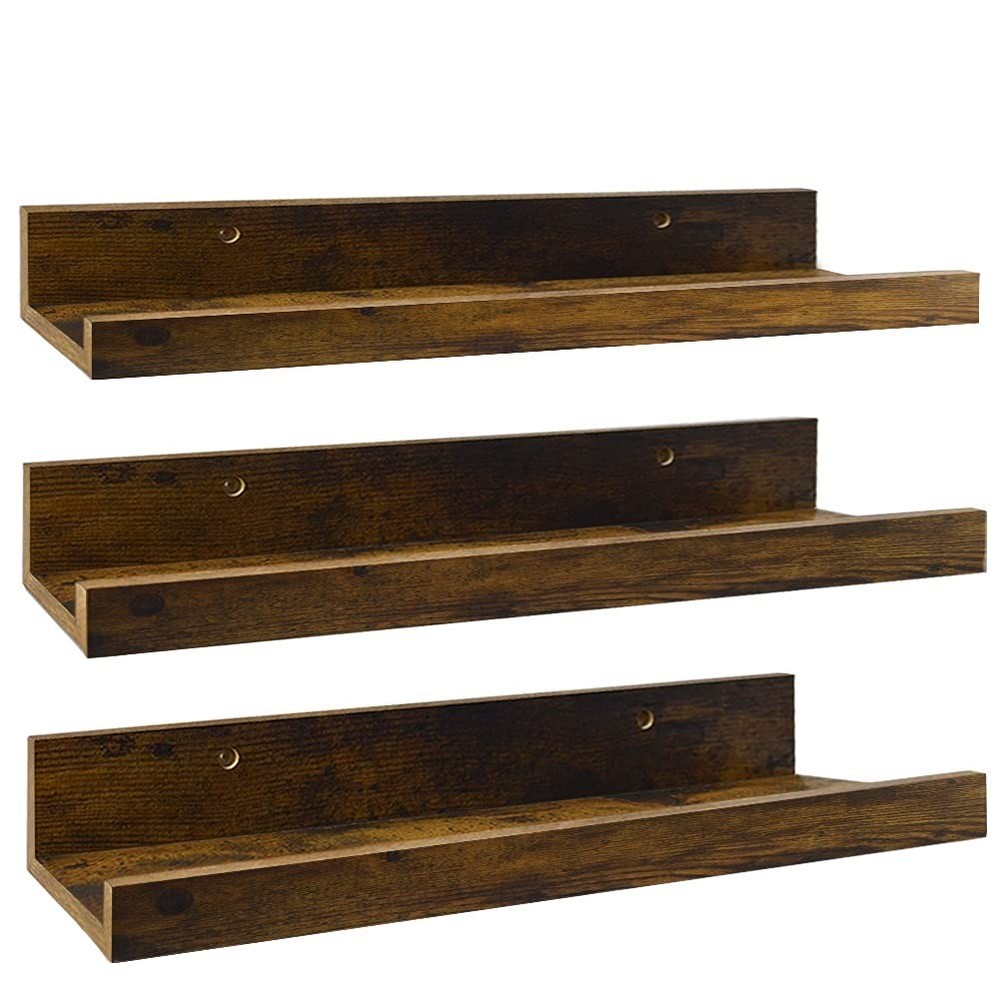 16 Inch Floating Shelves ,Set of 3, Rustic Wall Mounted Picture Ledge Wooden ...