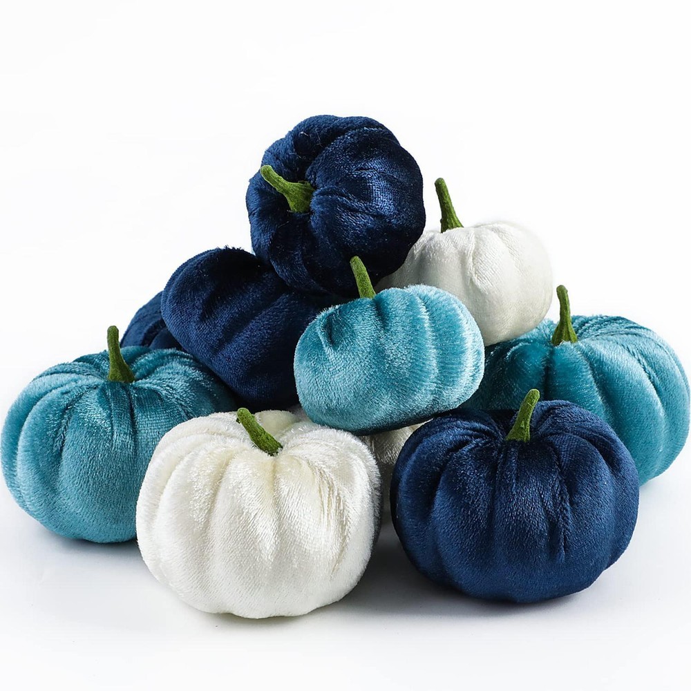 12Pcs Velvet Pumpkins Artificial Pumpkins Bulk for Harvest Thanksgiving Fall