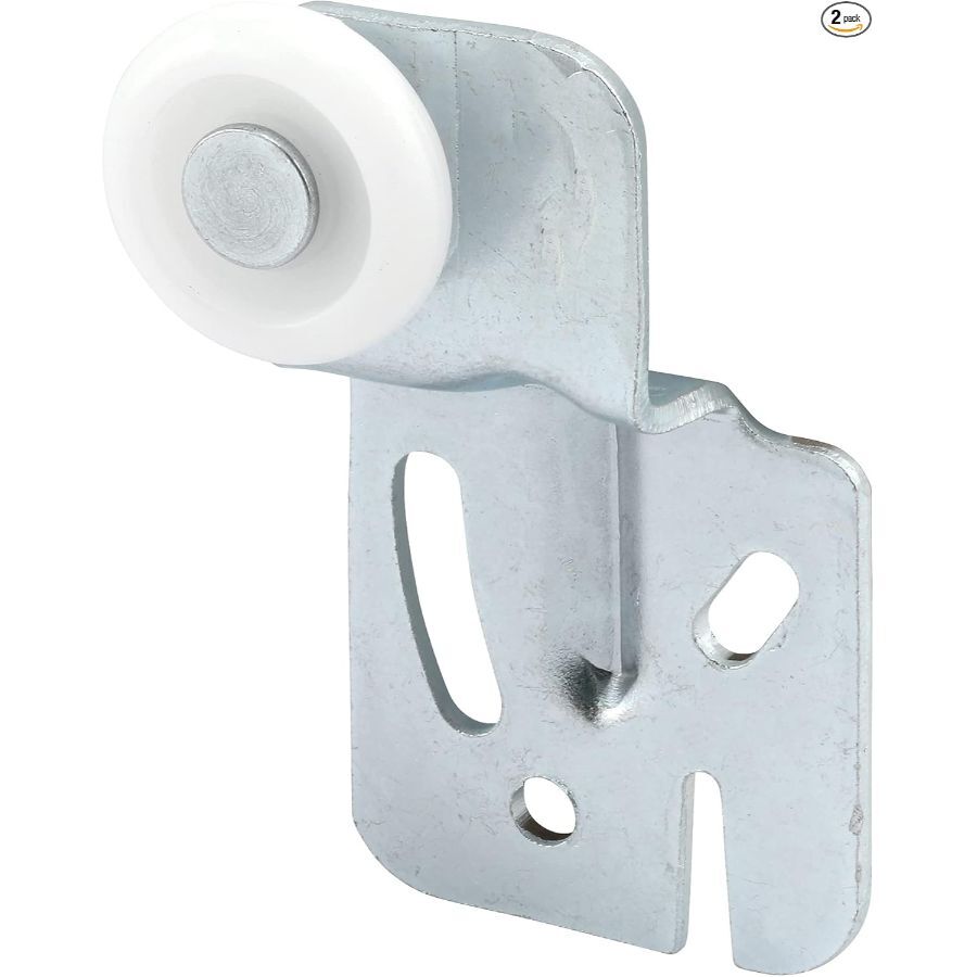Closet Door Roller with 1/2 In. Offset and 7/8 In. Nylon Wheel (2 Pack), Zinc