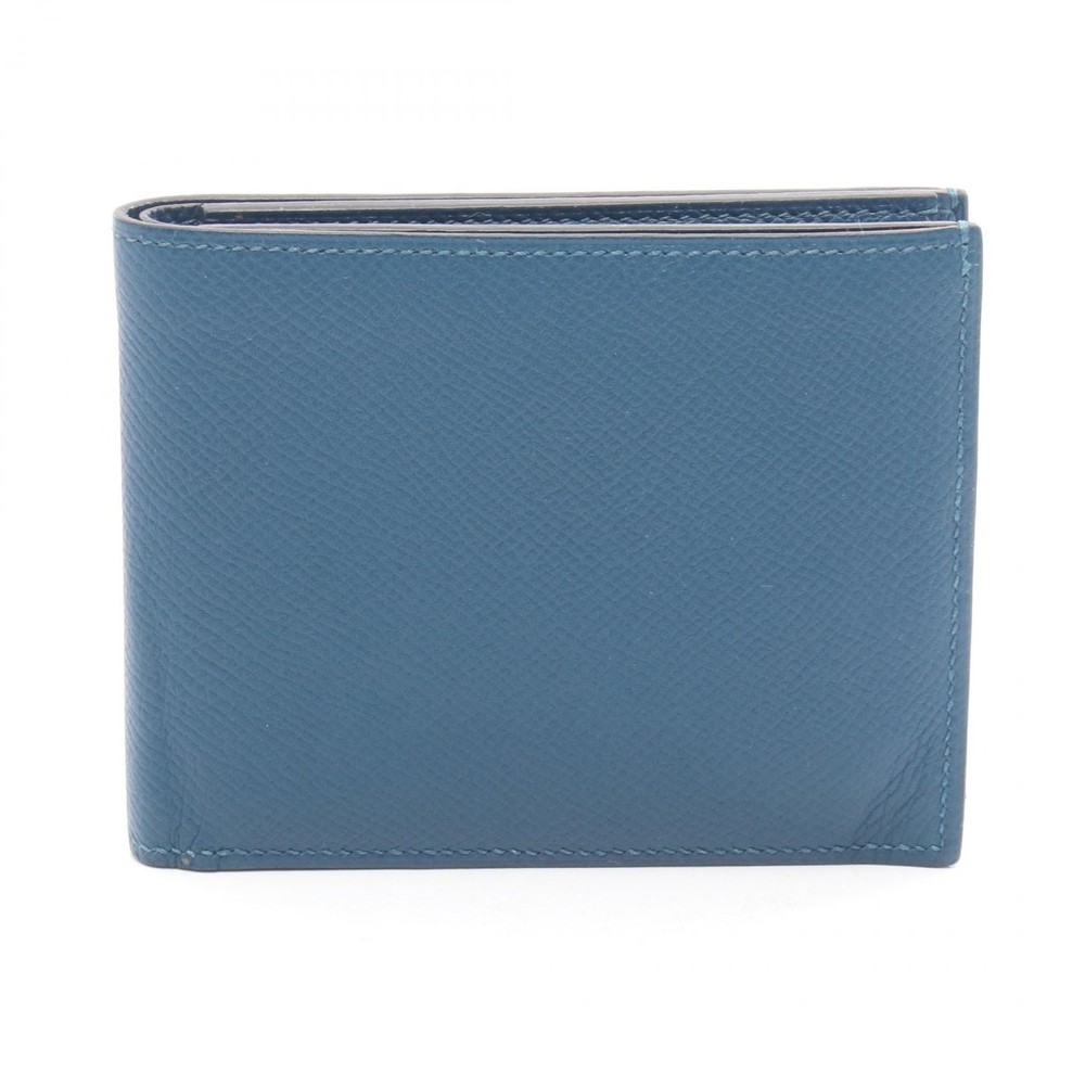 HERMES MC2 Thales Bi-fold wallet purse G Epsom Blue de galice Used mens SHW