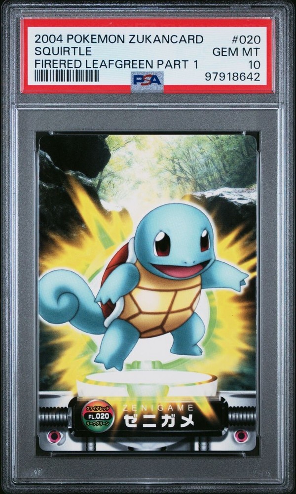 PSA 10 GEM MINT Squirtle Carddass Zukan F-Red L-Green Bandai Pokémon POP 4