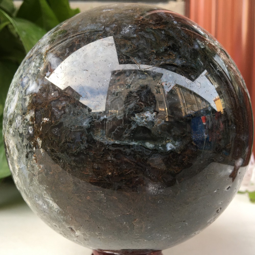 2530g Natural Moss Agate Ball Quartz Crystal Sphere Reiki Meditation Decoration
