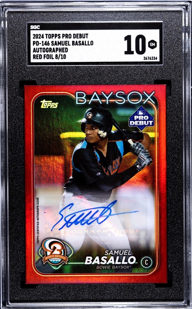 SAMUEL BASALLO 2024 Topps Pro Debut Red Foil Refractor SGC 10 Auto /10 ORIOLES