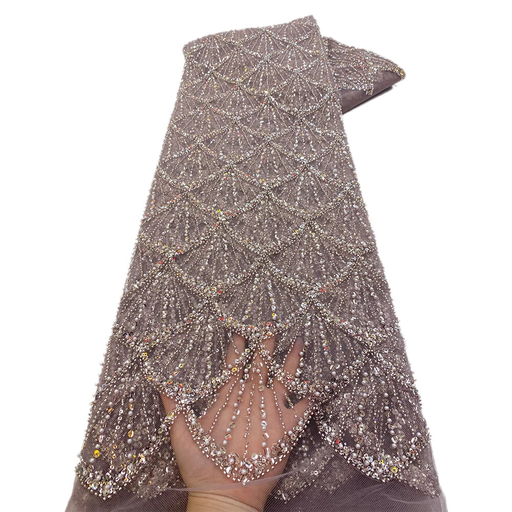 Sequins Beaded Embroidery Groom Nigerian Bridal High Quality French Tulle Lace