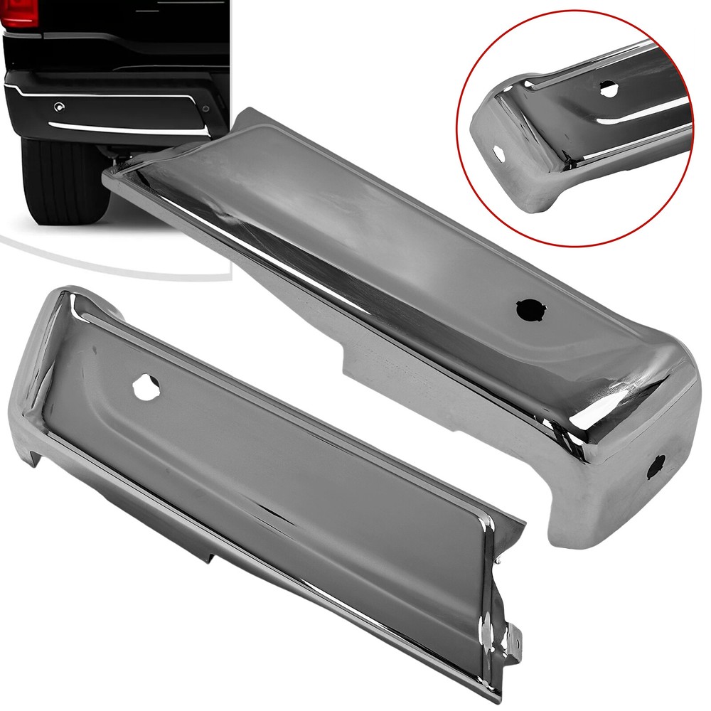 Chrome Rear Bumper End Caps Set For 2021 - 2023 Ford F-150 F150 W/ Auto Sensors