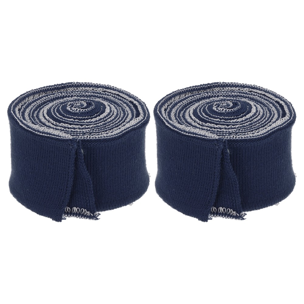 2Pcs 1.5 Inch x 2.6ft Elastic Cuffs Knitted Ribbed Cotton Fabric Navy Blue