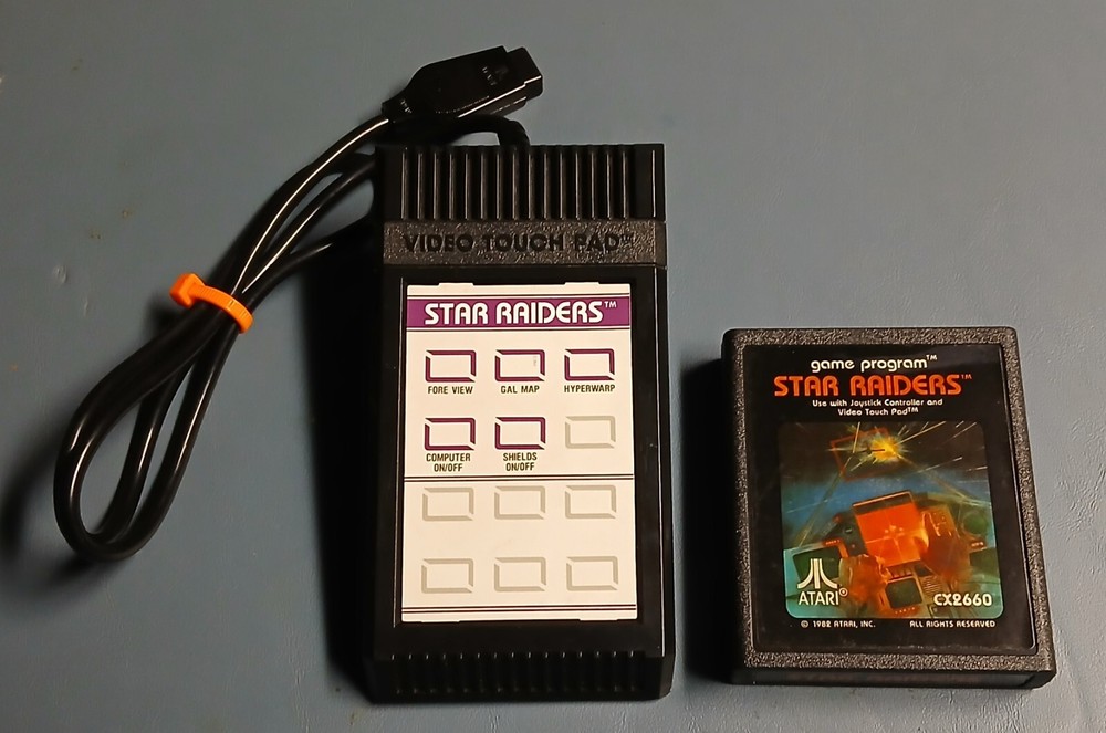 Atari 2600 CX-21 Video Touch Pad Controller With Overlay & Star Raiders Game