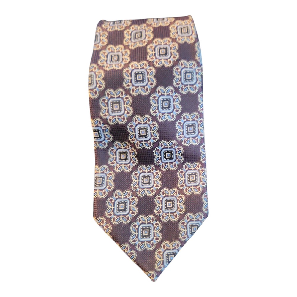 Jos A Bank Silk Tie Geometric Executive Collection Yellow Blue Orange Necktie