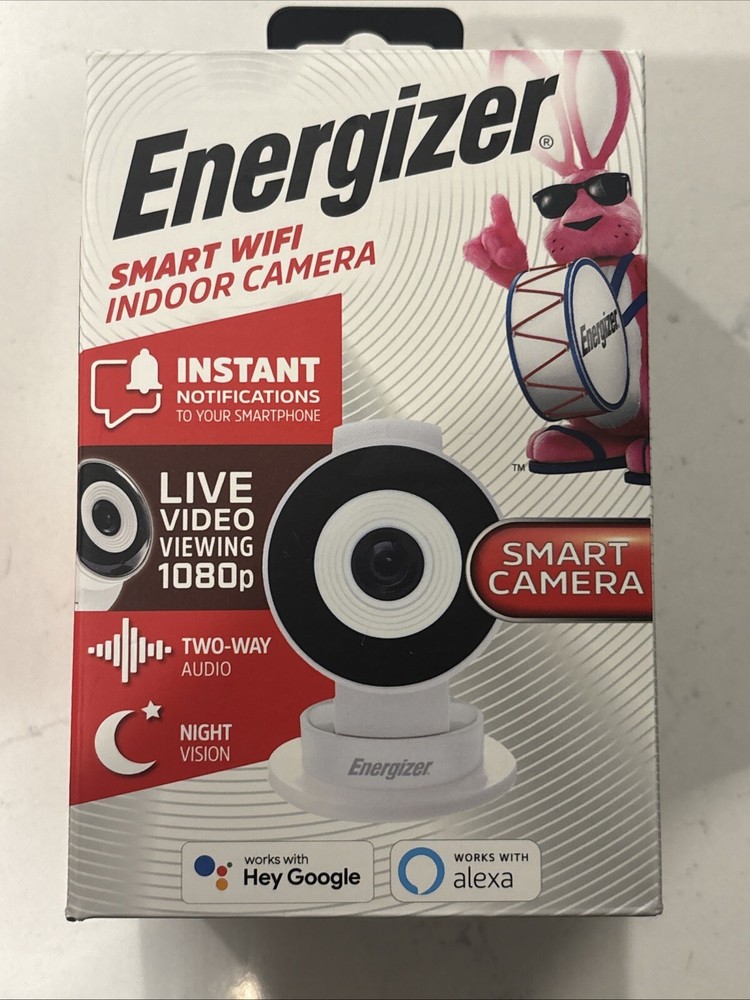Energizer Smart Wi-Fi Indoor Security Camera 1080P HD with Cloud and Micro-SD Storage in White