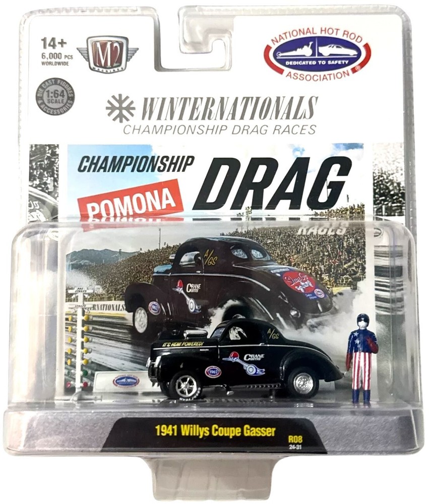 NEW 2025 M2 Machines - Winternationals  *1941 WILLYS COUPE GASSER* Black  # R 08