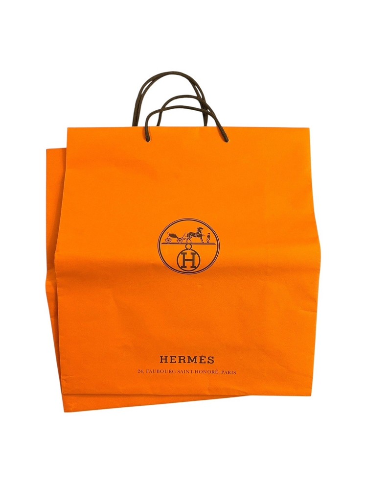 Hermes Authentic Large Orange Brown Luxury Shopping Tote Bag 16.5x18.5 Inches