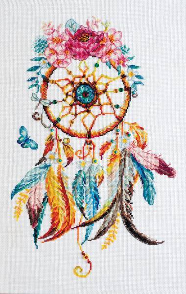 Cross stitch kit - Catch the spring! 24x38cm White Aida 14ct needlepoint kit