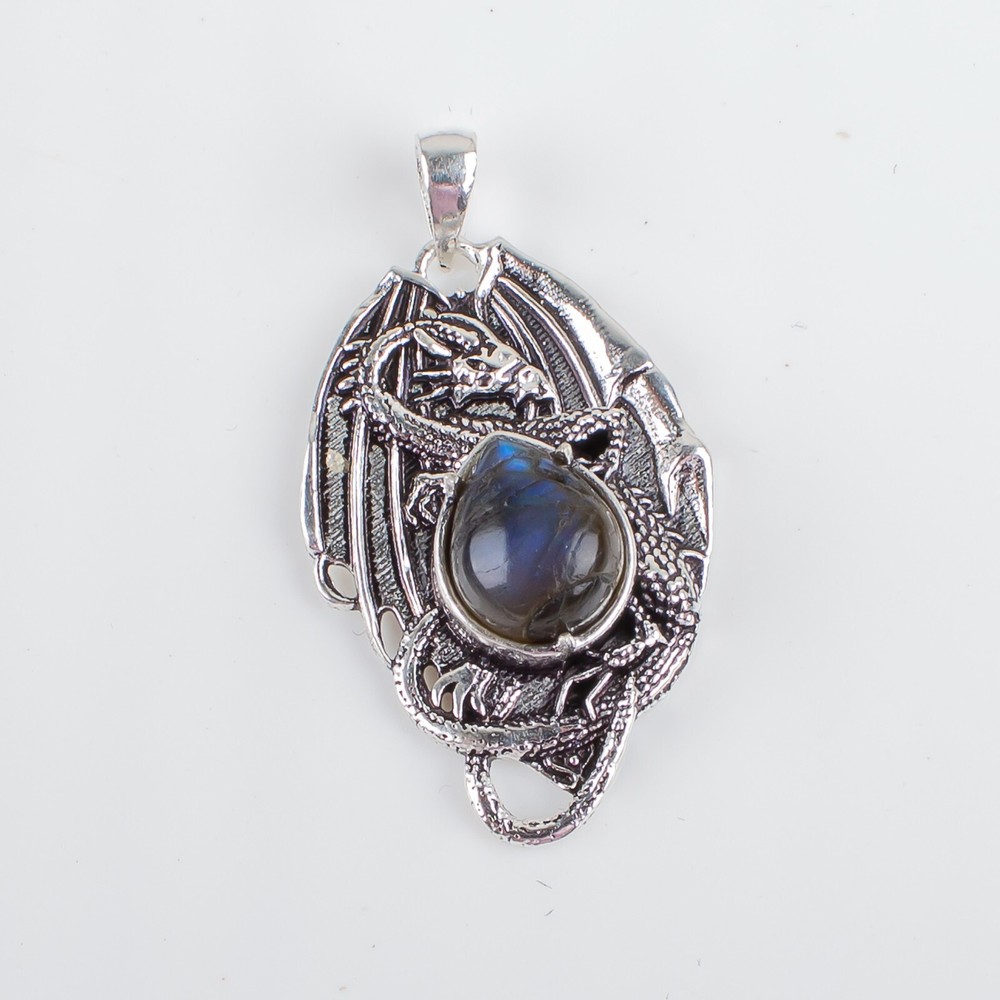 Anniversary Gift For Her Natural Labradorite Gemstone Pendant Boho 925 Silver