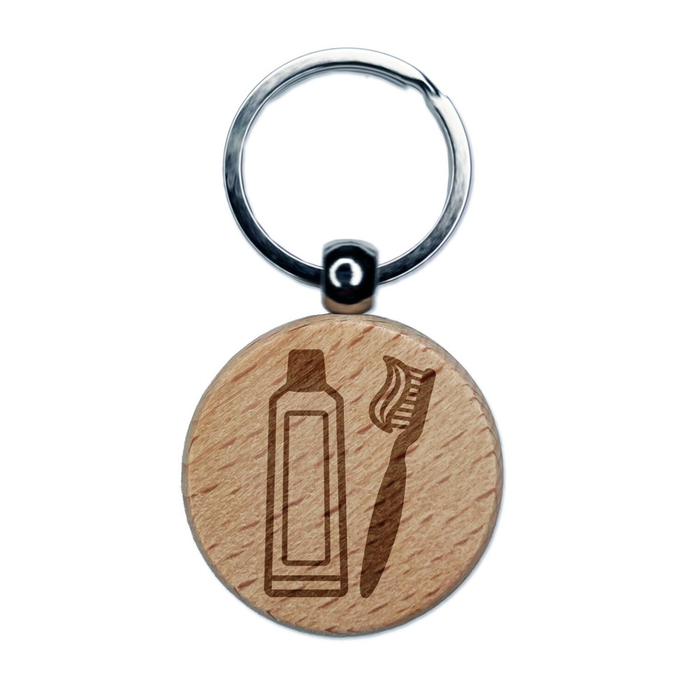 Dentist Engraved Wooden Keychain with Toothbrush and Toothpaste Charm