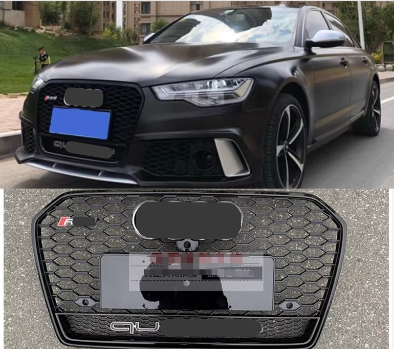 For 2016 2017 2018  Audi A6 C7 Rs6 S6 Front Bumper Black Mesh Grille Grill