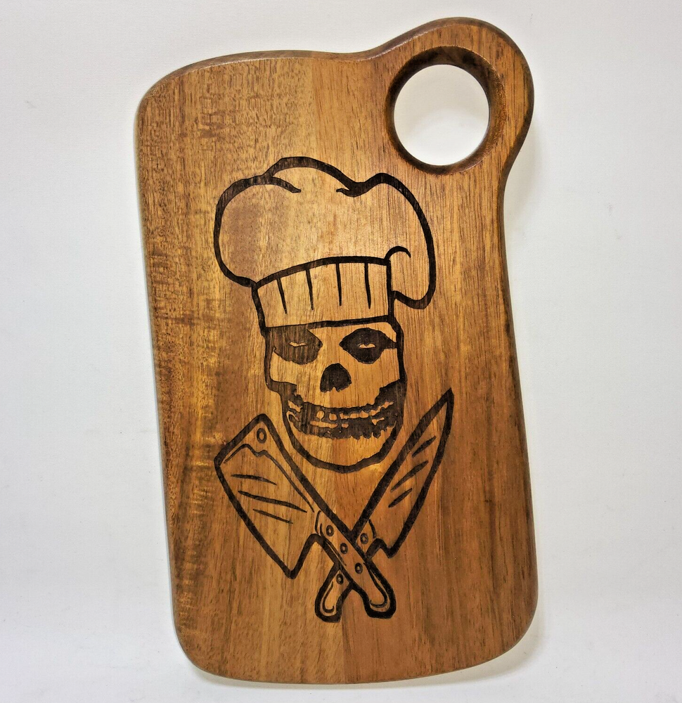 Laser engraved 2 sided misfits/Danzig chef acacia cutting board kitchen decor