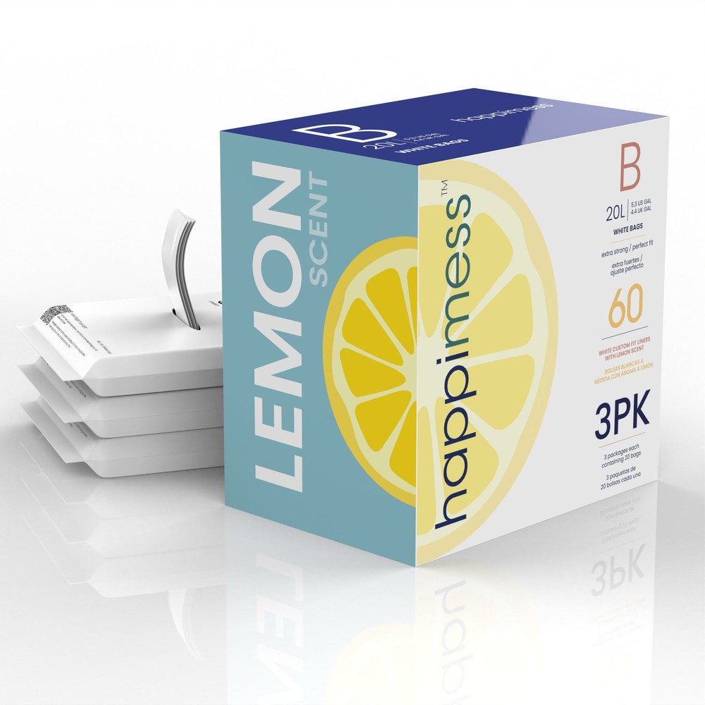 happimess HPM3100-5.3GAL-TRASH-BAG 5.3-Gallon Lemon Scented - White