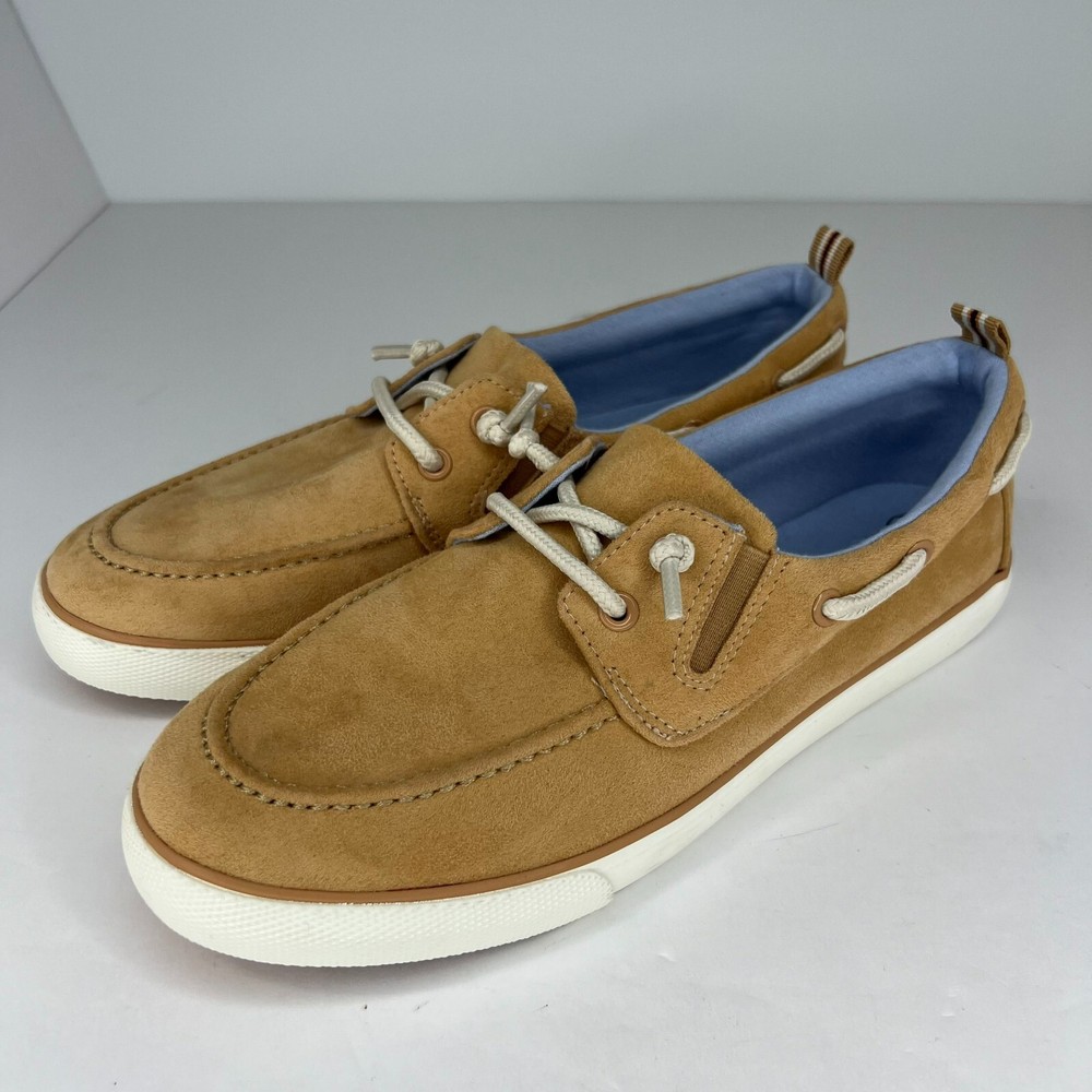 Cat & Jack Mens Brown Solid Faux Suede Almond Toe Low Top Size 5 Boat Shoes