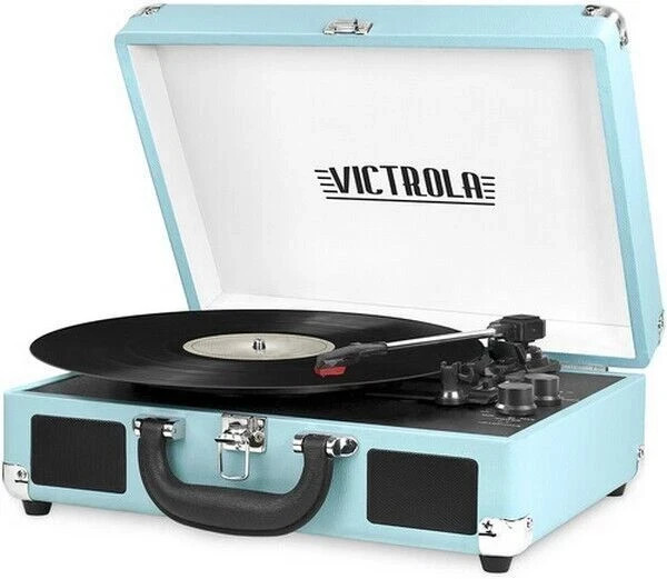 Victrola 3-Speed BT Suitcase Turntable in Turquoise – Wireless Vinyl Player