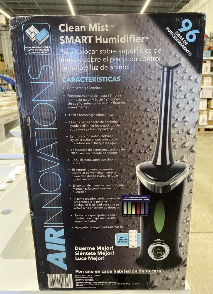 Air Innovations MH-701C Ultrasonic Cool Mist Humidifier Large Room Remote Black