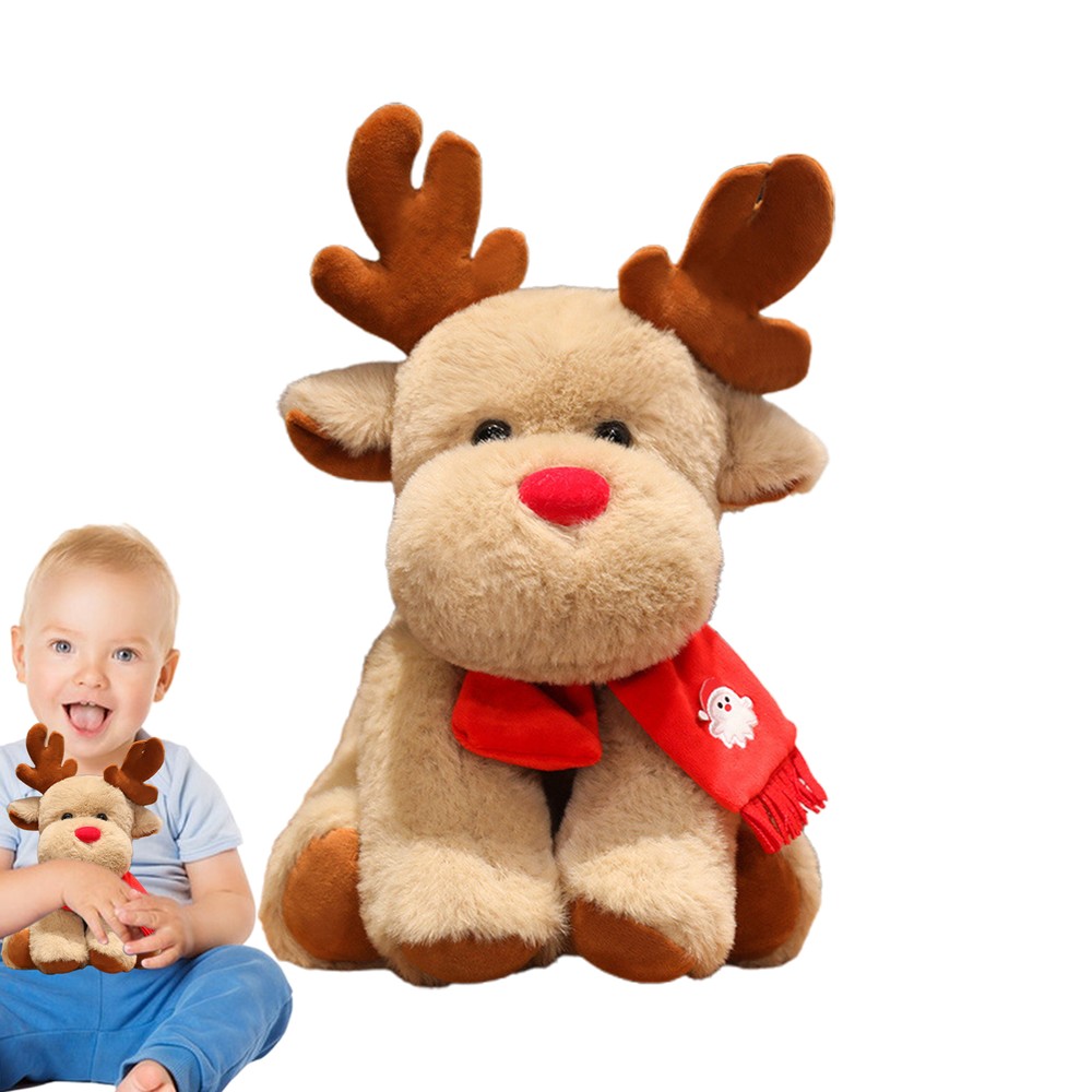Stuffed Animal Deer Soft Cute Stuffed Reindeer Doll Toy Christmas Party 30cm