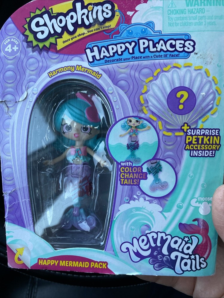 Shopkins Happy Places Color Change Harmony Mermaid + Surprise Petkin Brand New!