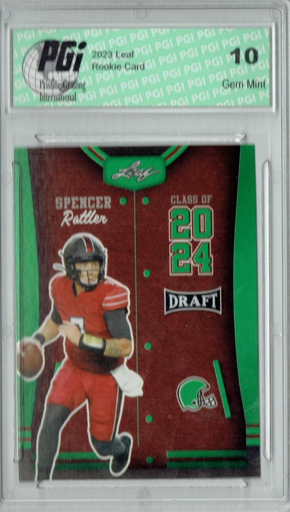 2023 Leaf Draft Class of 2024 Spencer Rattler #80 Green Rookie Card RC