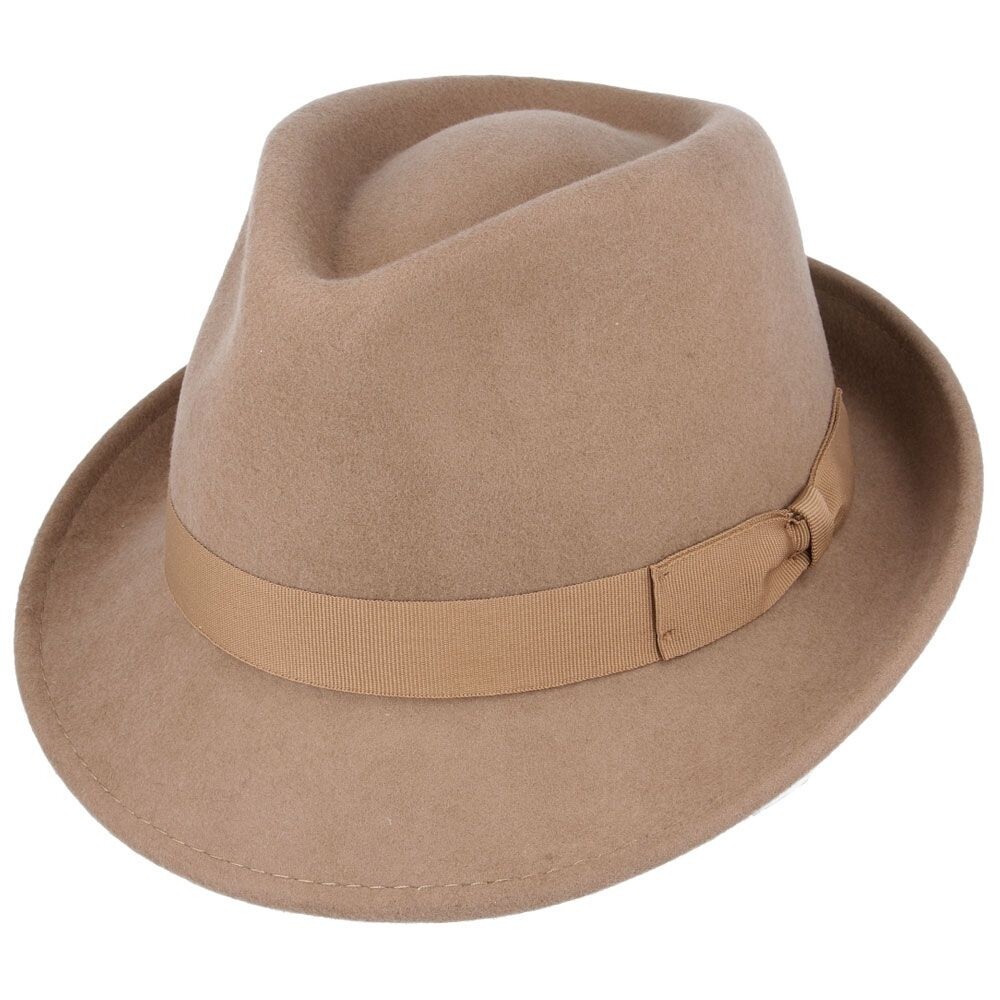 Crushable Wool Felt Trilby Hat - Unisex 100% Felt Fedora Trilby Hand Made
