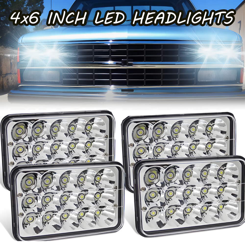 1980-1986 Chevy C10 LED Headlights 4x6 Hi/Lo Beam DOT Approved 4PCS