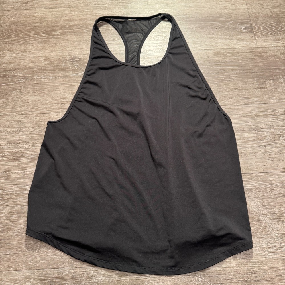 Fabletics Tank Top Womens Small Black High Neck Racerback Gym Lace Athletic