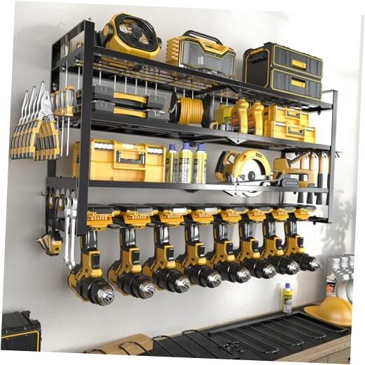 32-Slot 4-Layer Black Power Drill Organizer Holds 8 Tools Large 32-Inch Storage