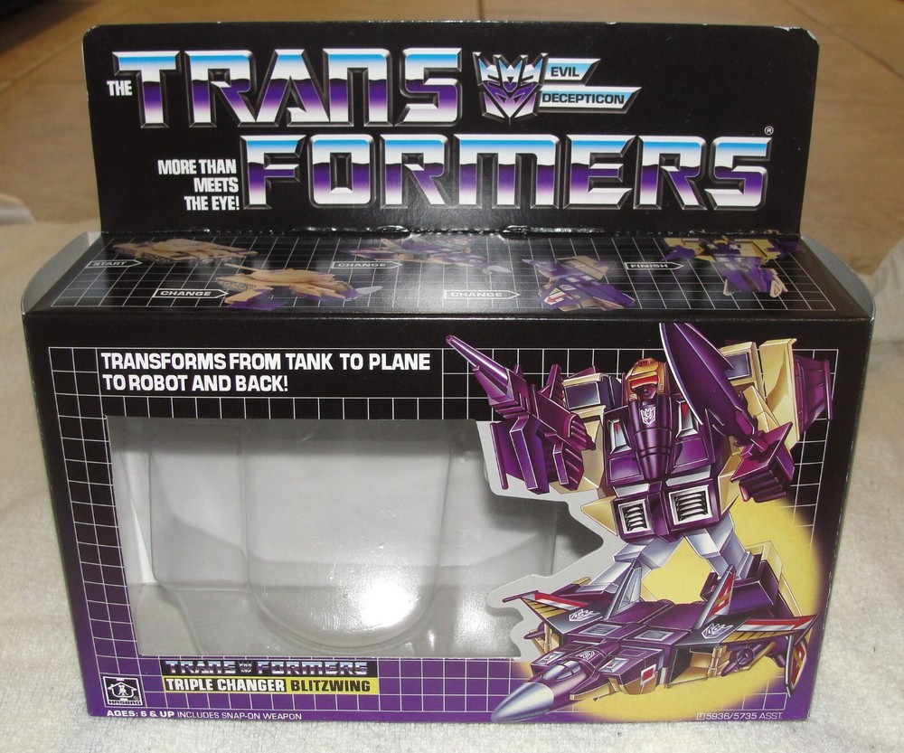 New TRANSFORMERS G1 Blitzwing Decepticon Robot with Box Inserts Bubble & Manual