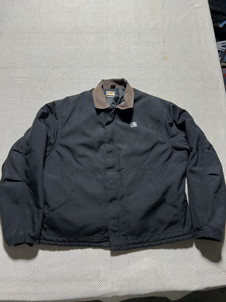 Vintage Carhartt J132 Arctic Jacket Mens Large Black Nylon Shell Made in USA