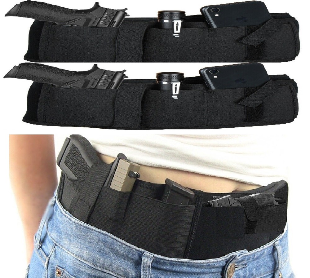 2 Pack Belly Band Gun Holster For Concealed Carry Men Women,Left/Right Hand Guns