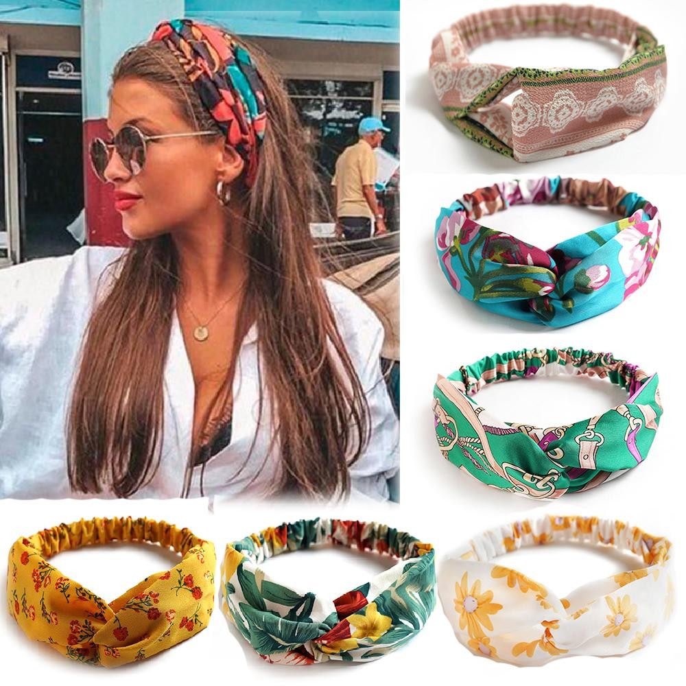 Fashion Bohemian Print Headbands – Vintage Cross Turban Hair Bands for Women