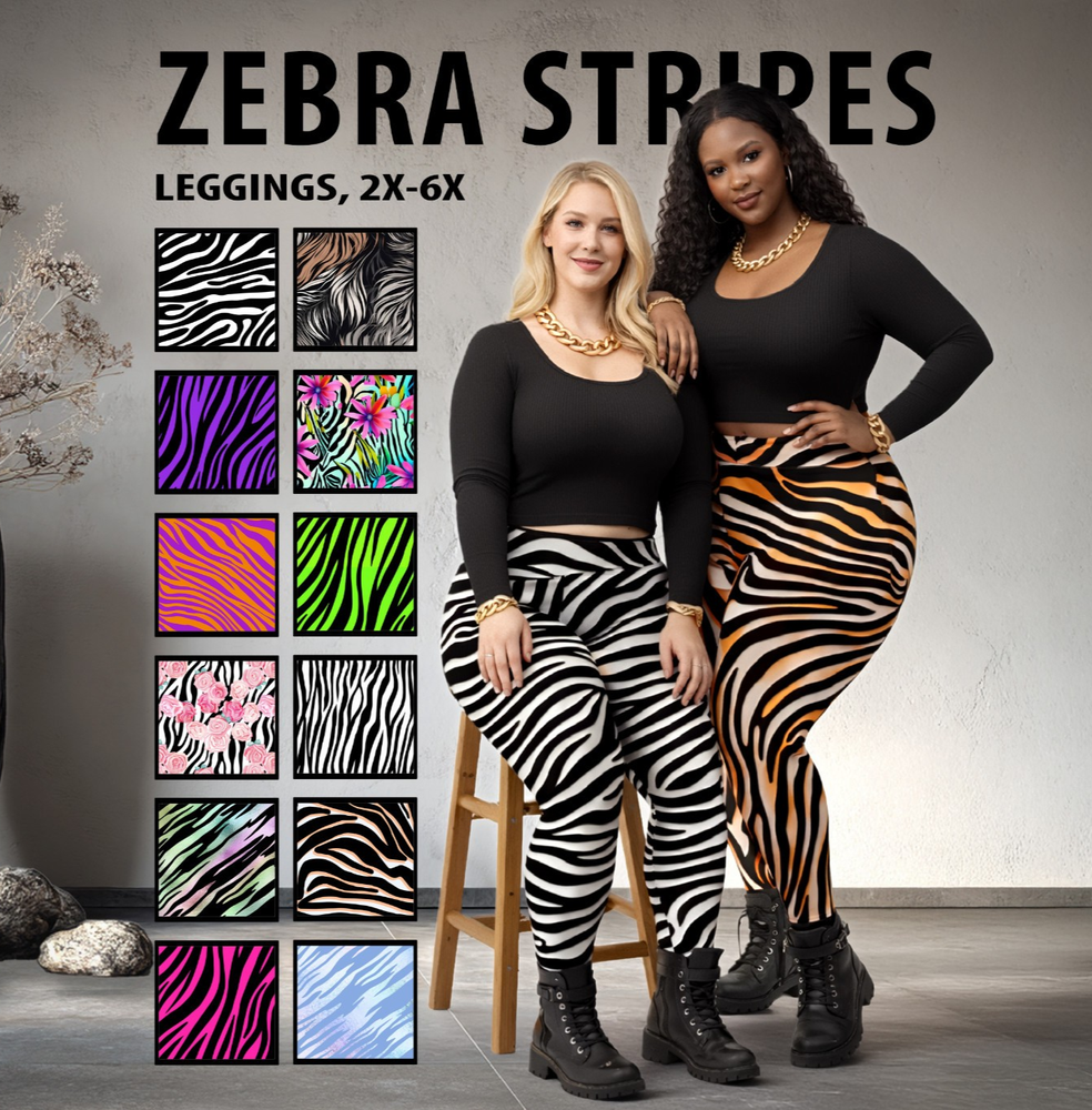 Plus Size Zebra Stripe Leggings #1 – Rock Star Animal Print Pants