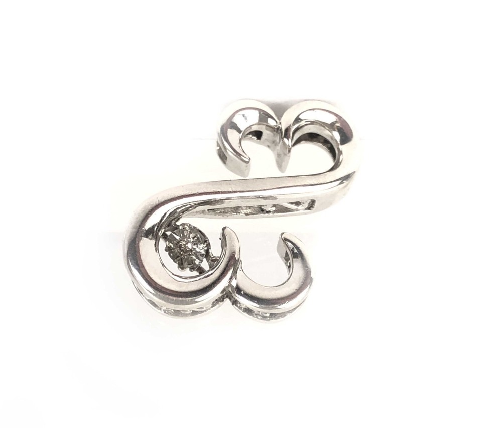 Open Hearts Jane Seymour Diamond Pendant Sterling Silver 925 Pre-Owned Estate
