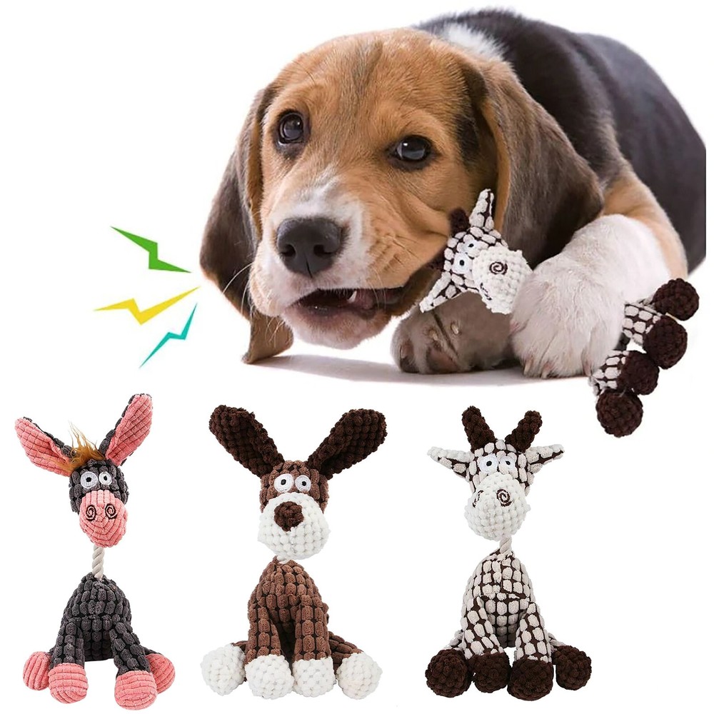 Dogs Chew Toys Plush Durable Stuffed Animal With Squeak Cute For Small Medium