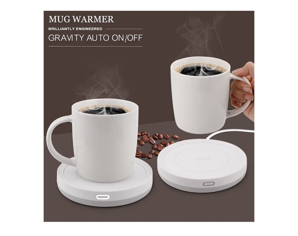 BESTINNKITS White Smart Coffee Auto On/Off Gravity-Induction Mug Office Desk ...