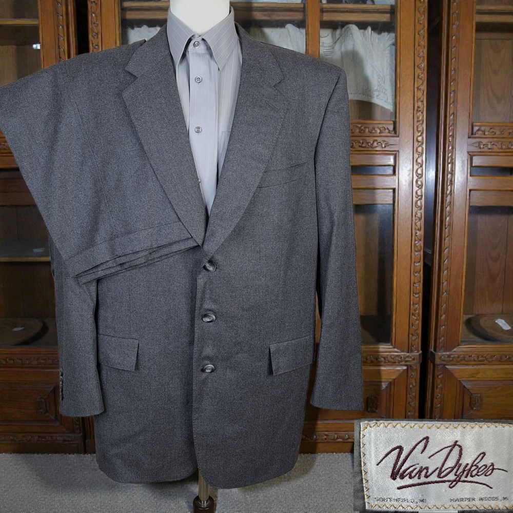 Bespoke Unbranded 2 Piece Suit Mens 44L 38X32 Gray Flannel 3 Button VL Wool