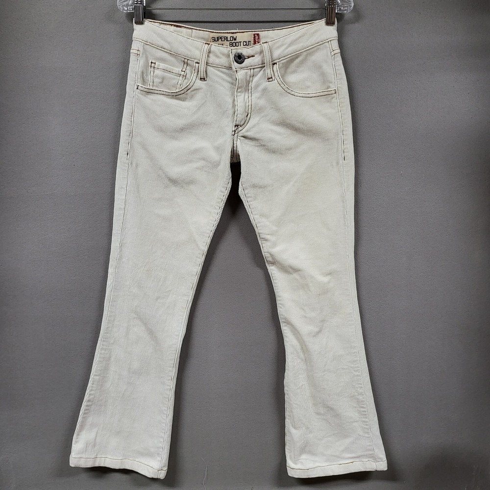 Levis Superlow Bootcut Jeans 518 Beige Corduroy Junior Size 3M 29x27.5