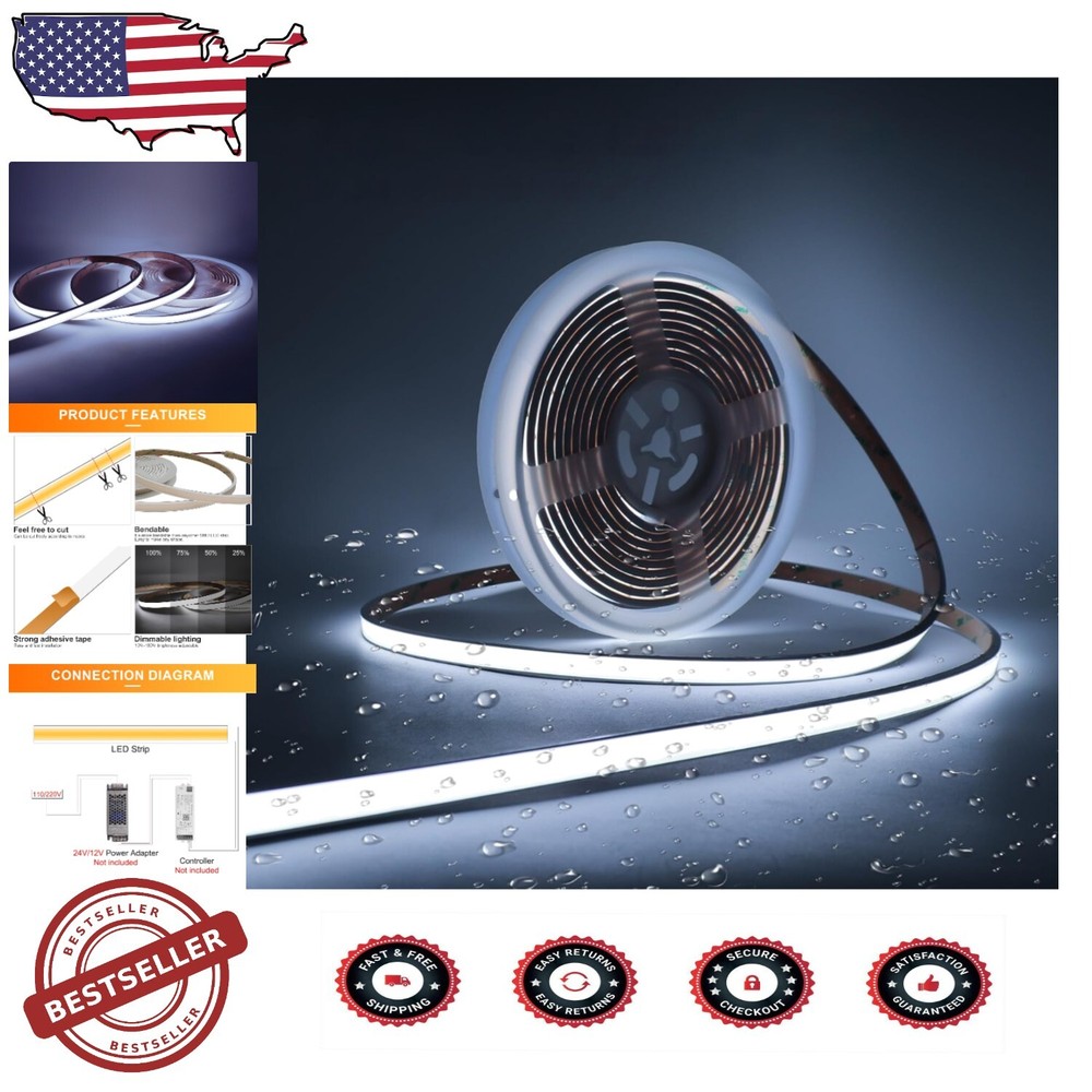 Soft Silicone Flexible COB LED Strip Light - IP68 Waterproof for Any Occasion