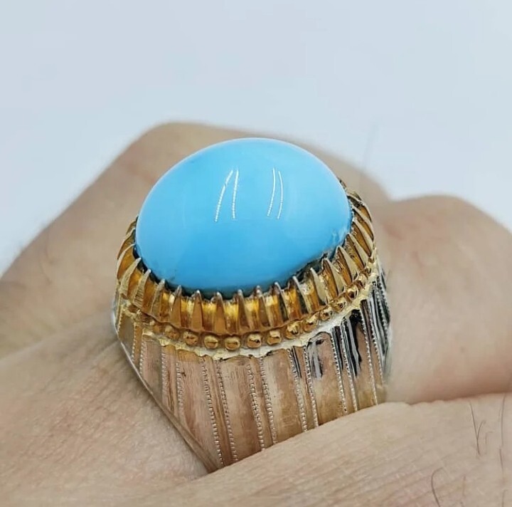 Blue Turquoise Sterling Silver 925 Gemstone Ring Fine Jewelry  