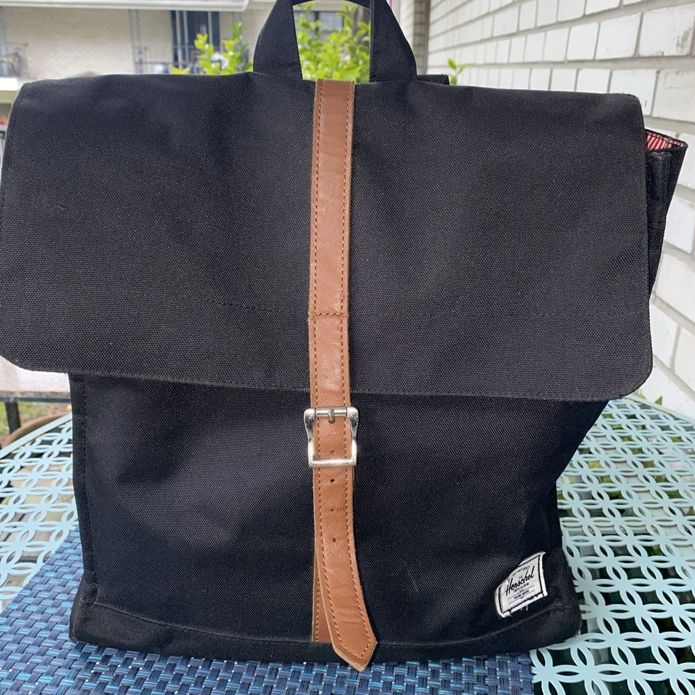 Herschel Black Canvas City Backpack with Laptop Compartment  