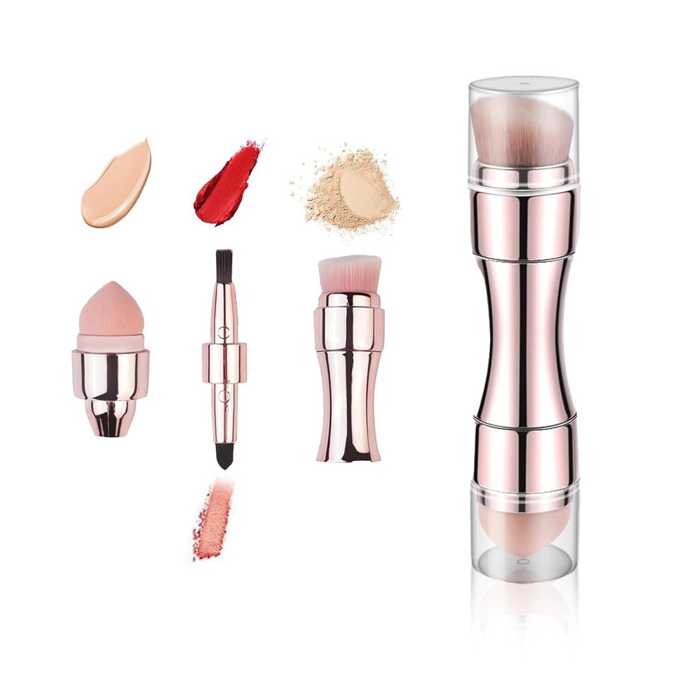 4in1 Travel Makeup Brush Set Eyeshadow Eye Lip Face Concealing Foundation Brush