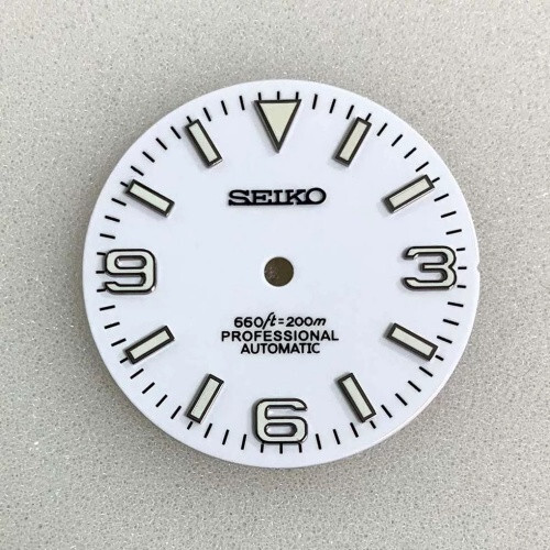 Sand white Explorer Watch Dial for 7S26 SKX007 Movement 2 Positiions 28.5mm