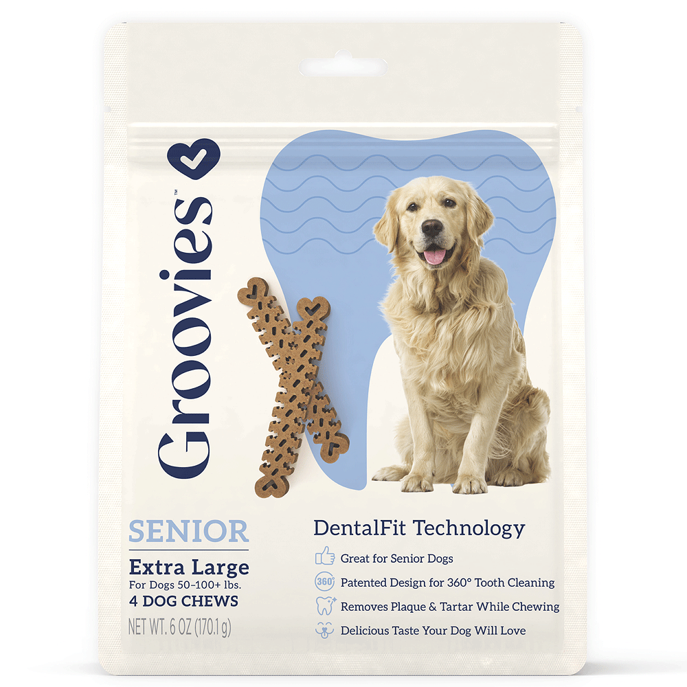 GROOVIES Senior Dog Dental Chews 6oz X Large 4ct