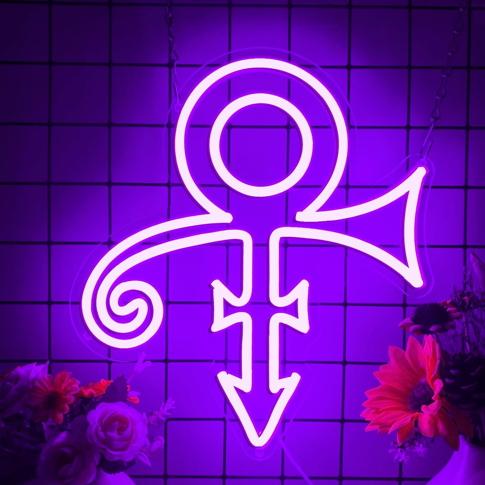 Prince Purple Symbol Neon Signs for Wall Decor,Dimmable Music Singer Love Sym...