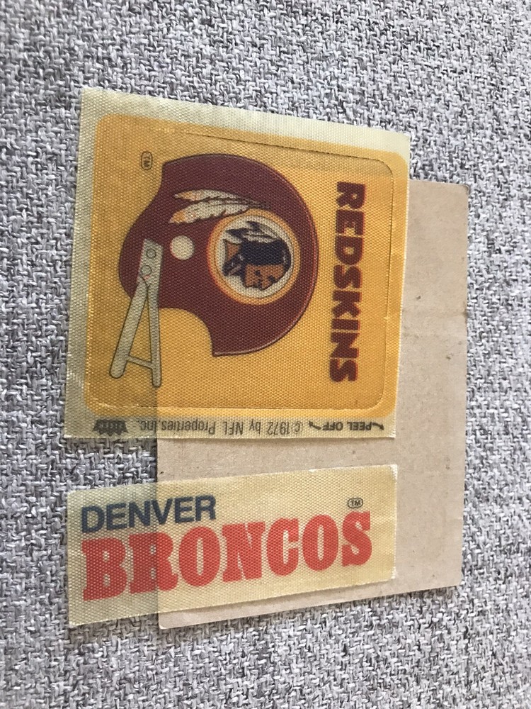 1972 Fleer CLOTH patch sticker decal Washington Helmet Denver Broncos NFL