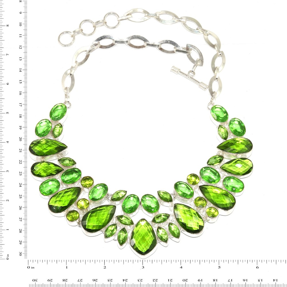 Peridot Quartz Gemstone Ethnic Necklace 16-18 Inches Adjustable